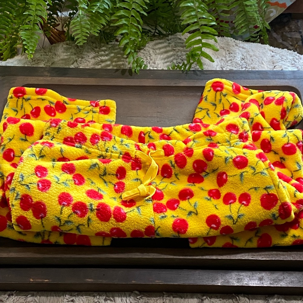 Cherry Print Yellow Pajama Set